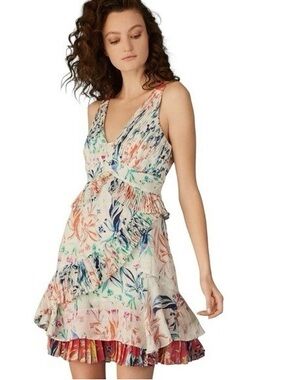 TANYA TAYLOR | Eva Silk Ruffle Floral Mini Dress | 8